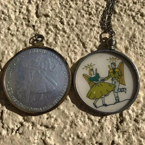 Vintage Square Dancing Token Pendants
